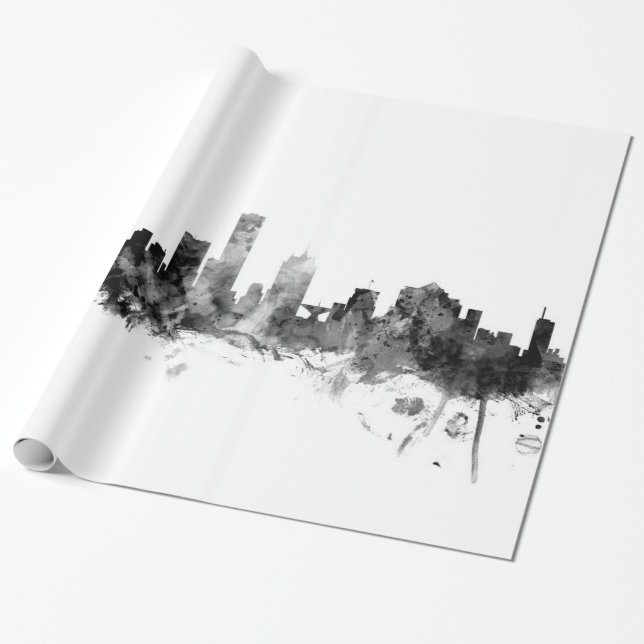 Milwaukee Wisconsin Skyline Wrapping Paper (Unrolled)