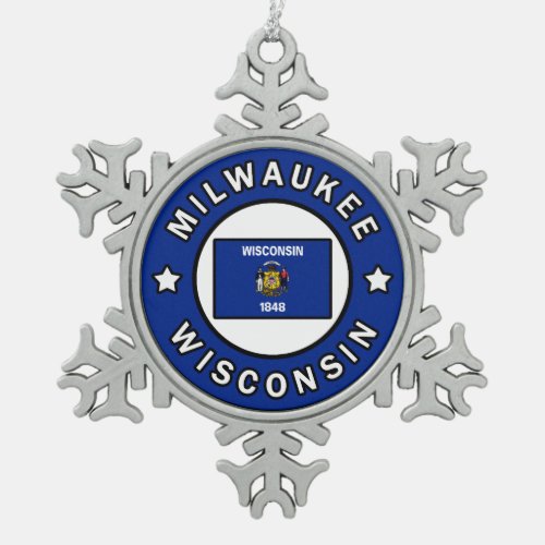Milwaukee Wisconsin Snowflake Pewter Christmas Ornament