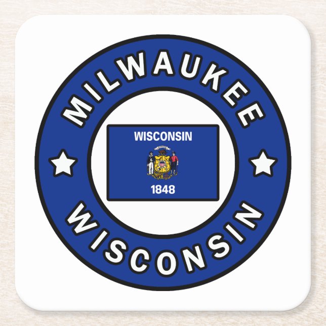 Milwaukee Wisconsin Square Paper Coaster (Front)