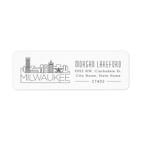 Milwaukee Wisconsin Stylized Skyline  Label