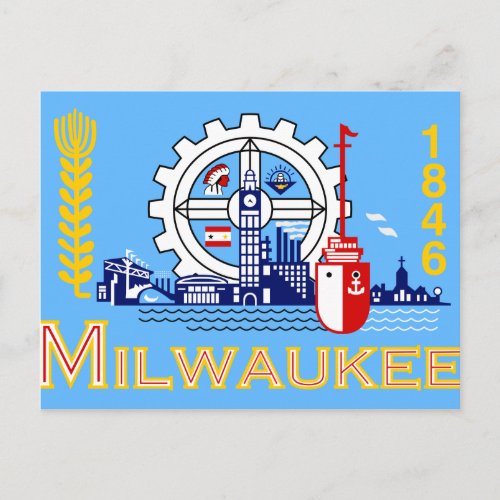 Milwaukee Wisconsin United States flag Postcard