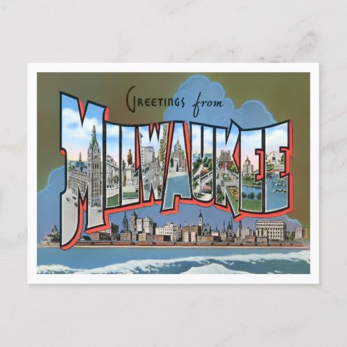 Milwaukee Wisconsin Vintage Big Letters Postcard