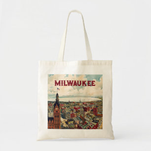 Milwaukee Wisconsin Vintage City Scene with Name Tote Bag