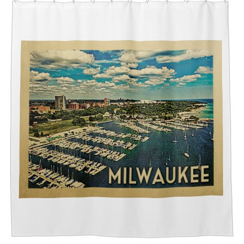 Milwaukee Wisconsin Vintage Travel Shower Curtain