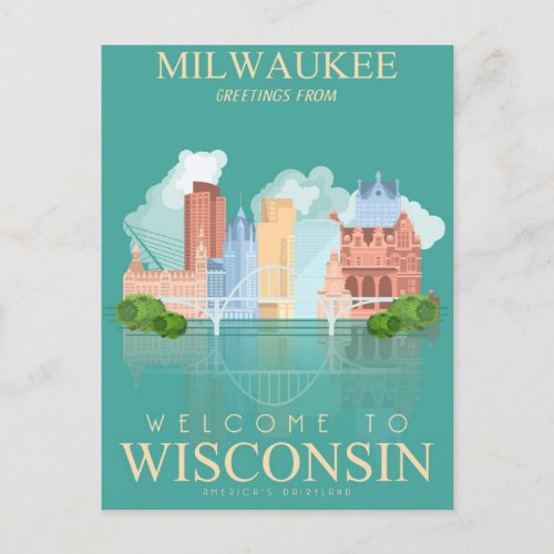 Milwaukee Wisconsin Vintage Travel usa  Postcard