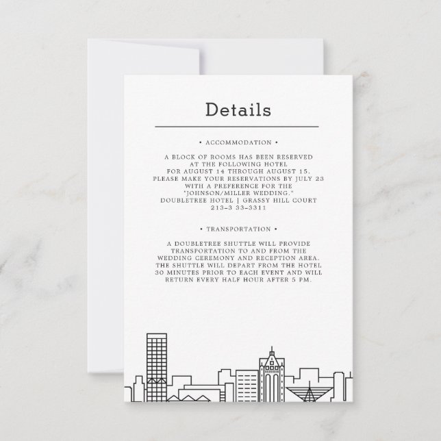 Milwaukee, Wisconsin Wedding | Guest Details Invitation (Front)