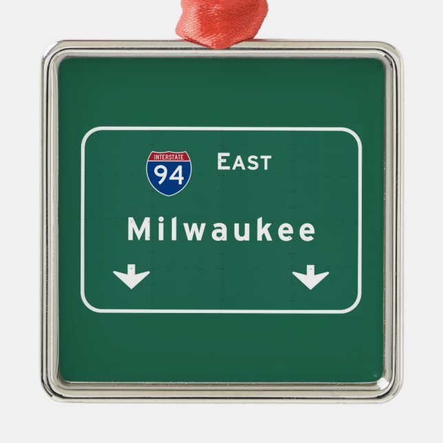 Milwaukee Wisconsin wi Interstate Highway Freeway Metal Ornament (Front)