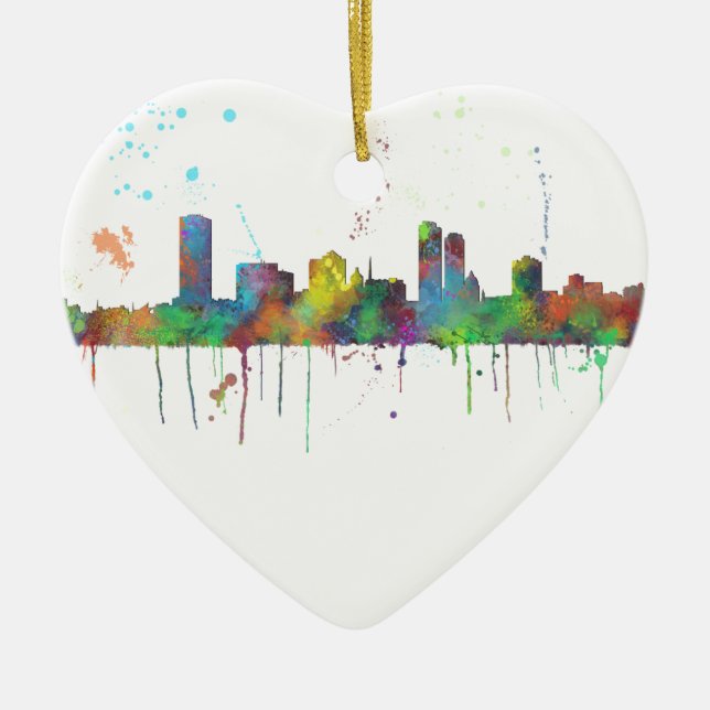 MILWAUKEE, WISCONSON SKYLINE CERAMIC ORNAMENT (Front)