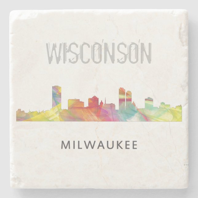 MILWAUKEE, WISCONSON SKYLINE WB1 - STONE COASTER (Front)