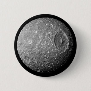 Mimas the Moon of Saturn from Cassini Spacecraft Pinback Button