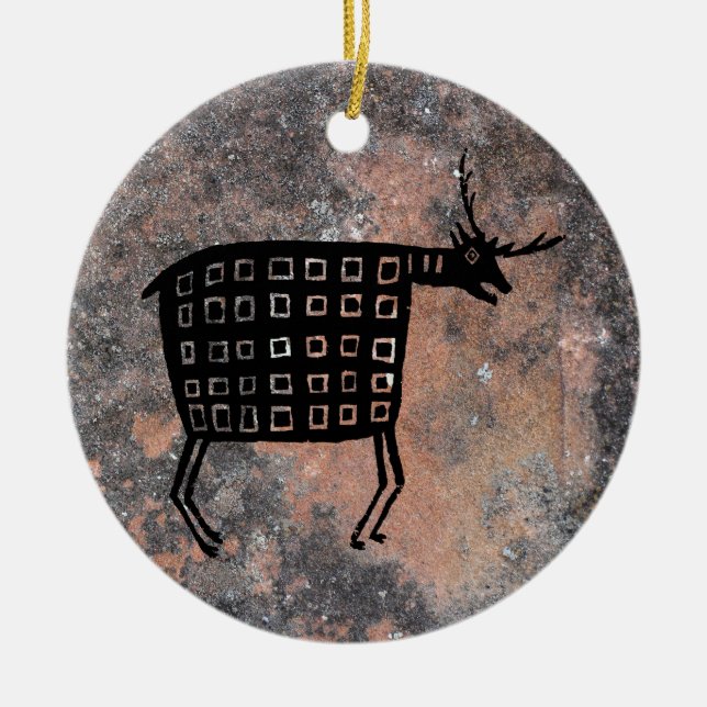 mimbres Pottery Design Ceramic Ornament (Front)