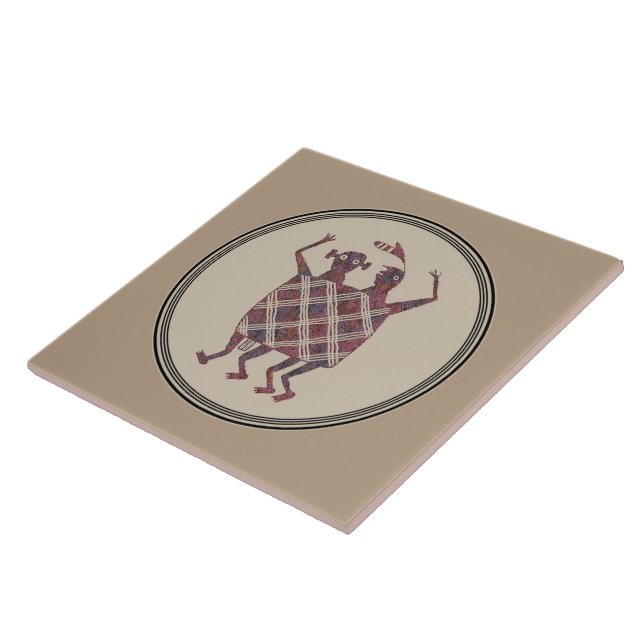Mimbres Pottery Design Ceramic Tile (Side)