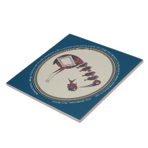 Mimbres Pottery Design Crane Eating Fish Tile