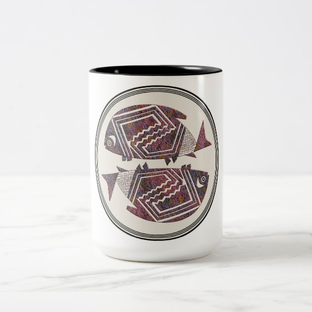 Mimbres Pottery Design Two-Tone Coffee Mug (Center)