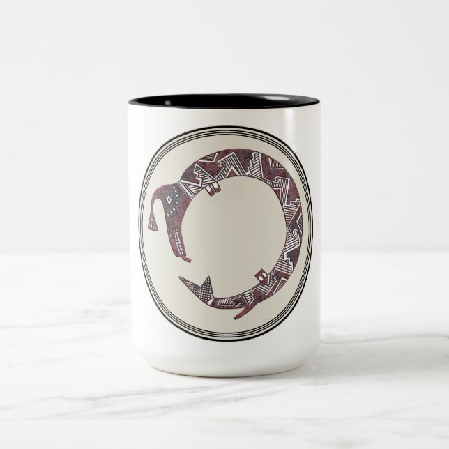 Mimbres Pottery Design Two-Tone Coffee Mug (Center)