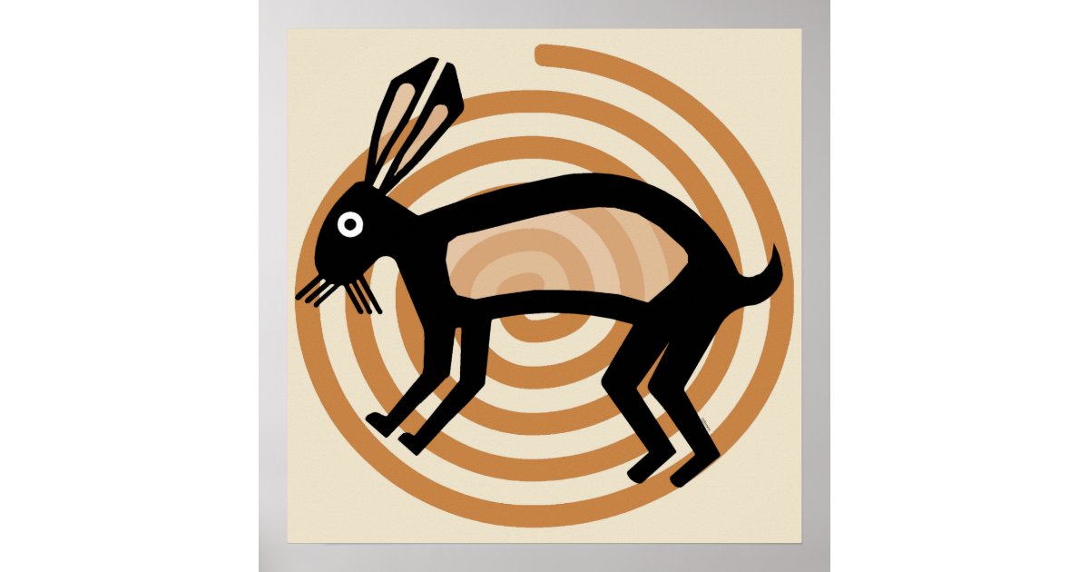 Mimbres Rabbit Art Poster | Zazzle