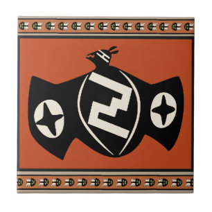 Mimbres Tribal Bat Ceramic Tile