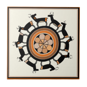 Mimbres Tribal Deer Ritual Ceramic Tile