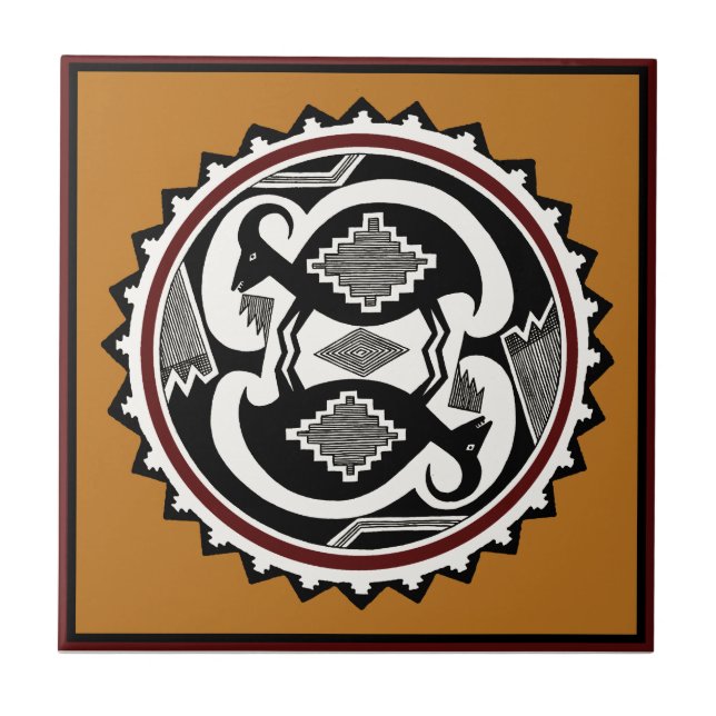 Mimbres Tribal Spirits Ceramic Tile (Front)