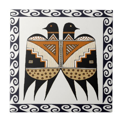 Mimbres Twin Birds Ceramic Tile