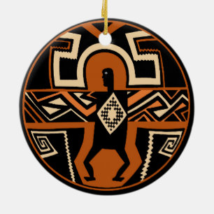 Mimbres Warrior Ceramic Ornament