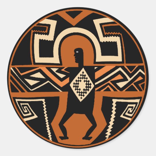 Mimbres Warrior Classic Round Sticker | Zazzle.com