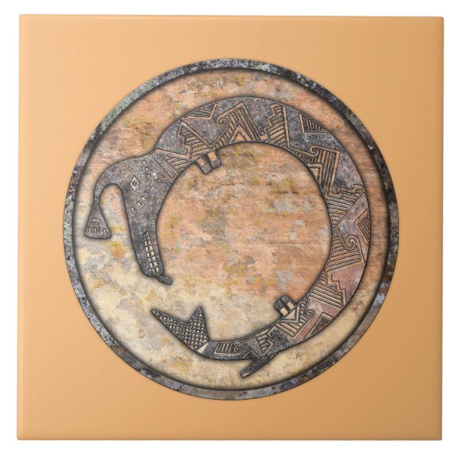 Mimbres Water Serpent Talking Canyons, New Mexico Ceramic Tile (Front)