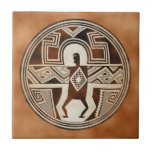 Mimbres Woven Man Tile<br><div class="desc">Art based closely on a Mimbres bowl. Between approximately 200 and 1130 CE the Mimbres people lived peacefully in villages located in what today is southern New Mexico. They made astonishingly beautiful and dramatic painted designs of animals, people and dazzling geometrical figures on ceramic bowls which were generally about 11"...</div>