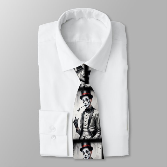Mime graphic design man's necktie (Tied)