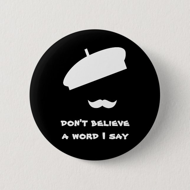 Mime Pantomime Silent Black Button (Front)