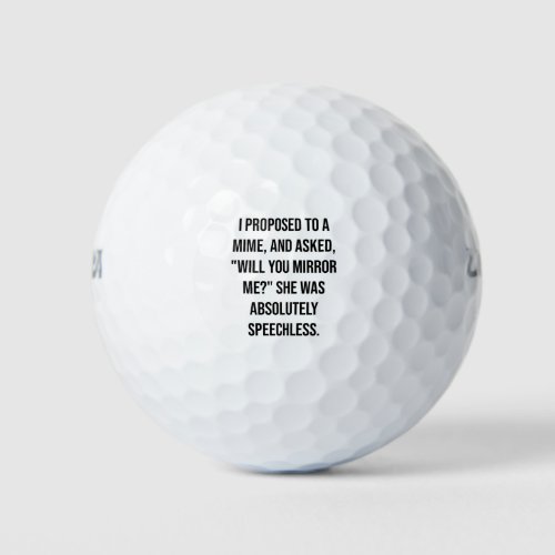 Mime proposal pun golf balls