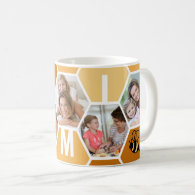 Mimi 5 Photo Editable 4 Letter Bee and Honeycomb Coffee Mug