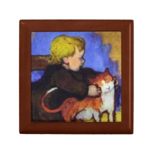 Mimi and Her Cat by Paul Gauguin Jewelry Box