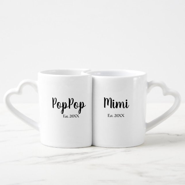 Mimi and PopPop New Grandparent Established Coffee Mug Set (Back Nesting)