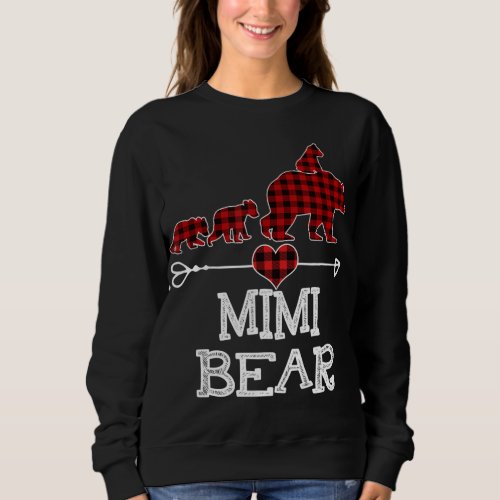 Mimi Bear Christmas Pajama Red Plaid Buffalo Famil Sweatshirt