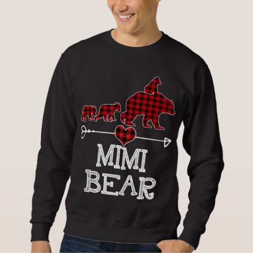 Mimi Bear Christmas Pajama Red Plaid Buffalo Famil Sweatshirt