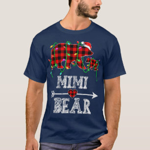 Mimi Bear Christmas Pajama Red Plaid Buffalo Famil T-Shirt