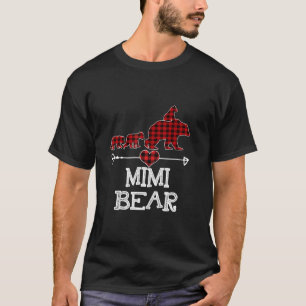 Mimi Bear Christmas Pajama Red Plaid Buffalo Famil T-Shirt