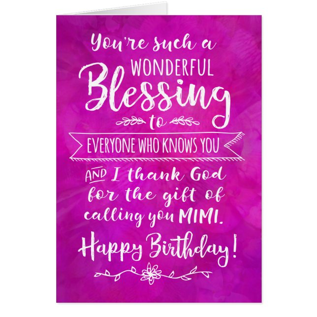 Mimi Birthday, You're a Blessing (Front)