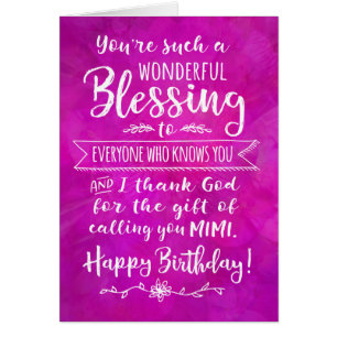 Mimi Birthday, You're a Blessing Cards
