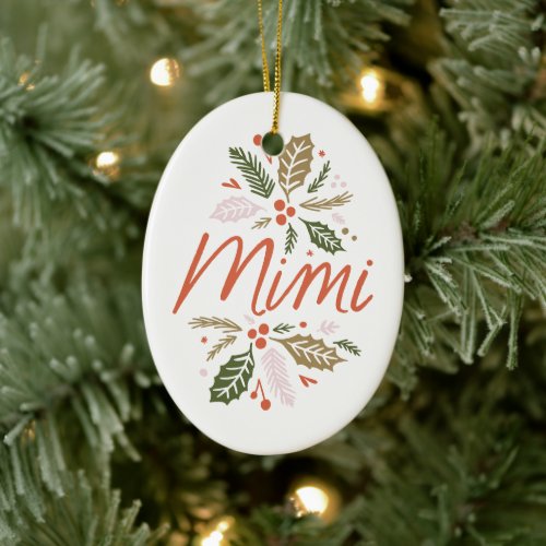 Mimi Bright Holly Christmas Photo Ceramic Ornament