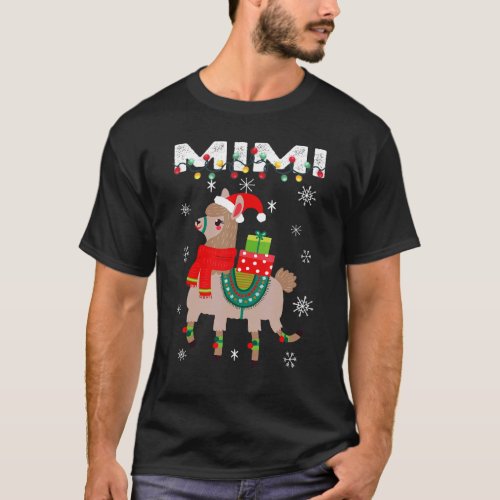 Mimi  Christmas Llama Lights Matching Family T_Shirt