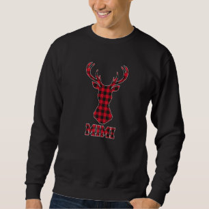 Mimi Christmas Red Buffalo Plaid Deer Head Matchin Sweatshirt