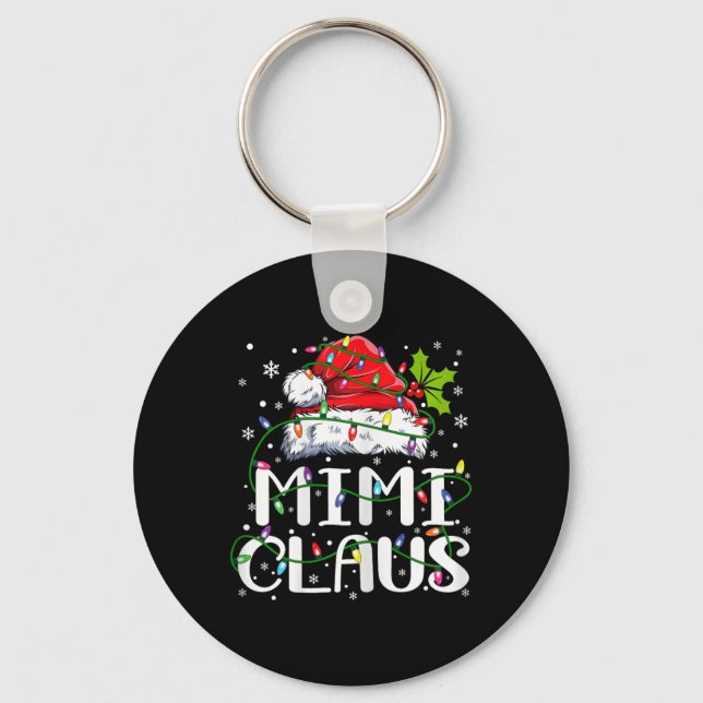 Mimi Claus Christmas Lights Pajama Family Matching Keychain (Front)