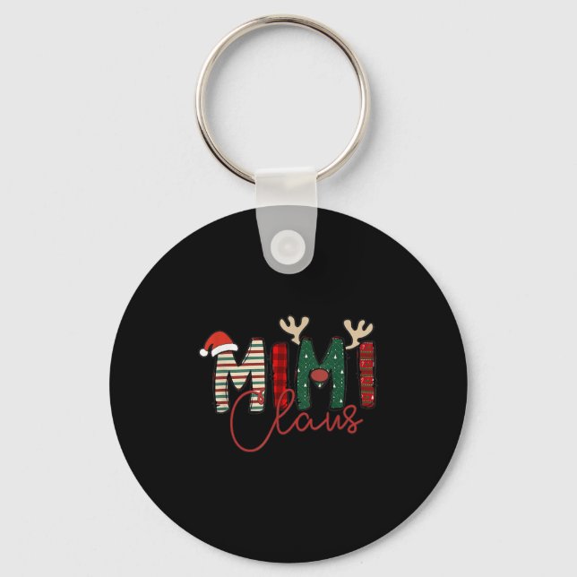 Mimi Claus Christmas Santa Hat Reindeer Grandma Gr Keychain (Front)