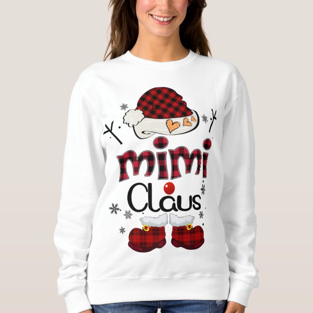 Mimi Claus Red Plaid Grandma Gift Sweatshirt (Front)