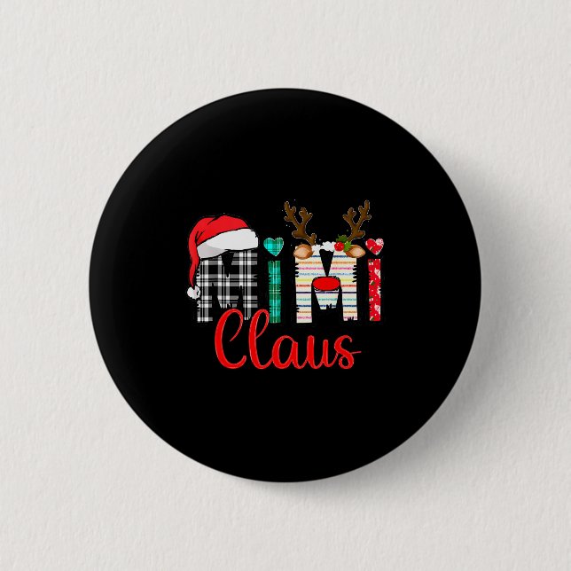 Mimi Claus Reindeer Christmas  Button (Front)