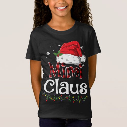 Mimi Claus Santa Hat Red Plaid Buffalo Christmas P T_Shirt