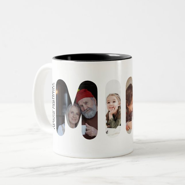 Mimi Custom Photo Collage Personalized Grandma Two-Tone Coffee Mug (Front Left)
