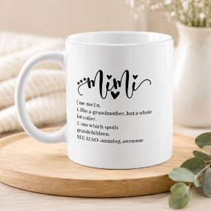 Mimi Definition Grandma Script Heart Minimal Funny Coffee Mug